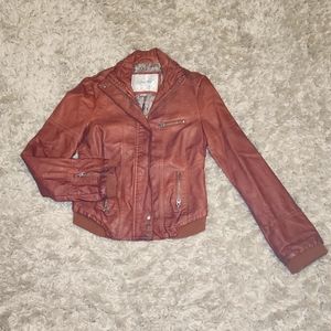 Faux leather bomber jacket